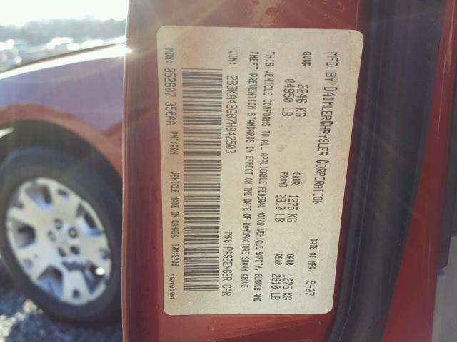 2B3KA43G87H842503 - 2007 DODGE CHARGER SE RED photo 10