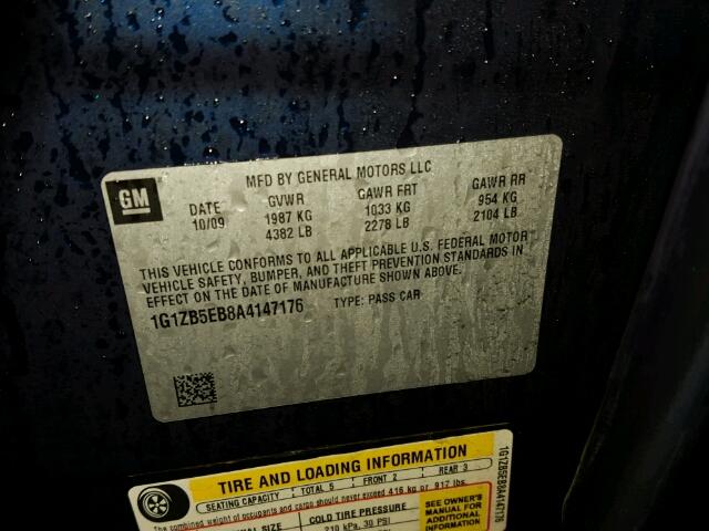 1G1ZB5EB8A4147176 - 2010 CHEVROLET MALIBU LS ლურჯი ფოტო 10