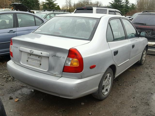 KMHCG45C02U358449 - 2002 HYUNDAI ACCENT GL SILVER photo 4