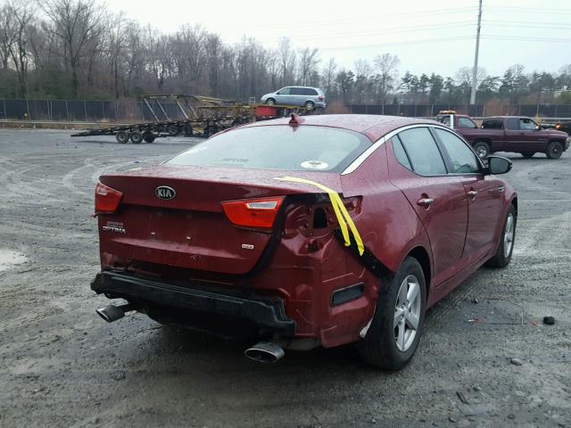 5XXGM4A70FG381927 - 2015 KIA OPTIMA LX RED photo 4