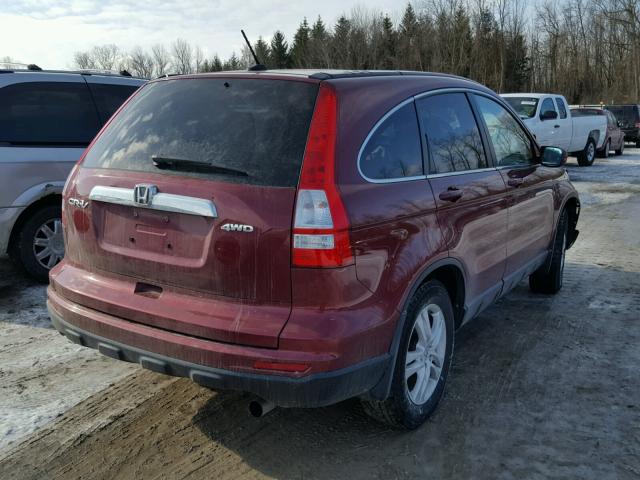 5J6RE4H75BL123645 - 2011 HONDA CR-V EXL RED photo 4