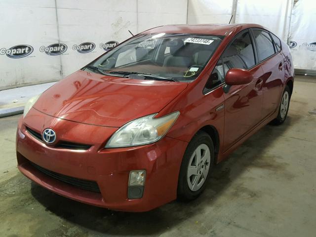 JTDKN3DUXA1285469 - 2010 TOYOTA PRIUS RED photo 2