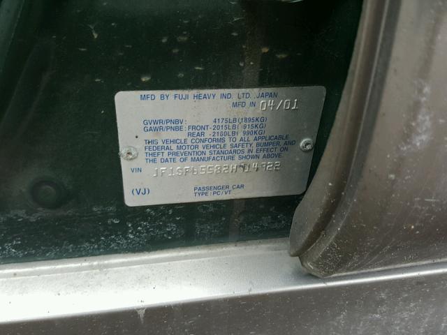 JF1SF65582H714922 - 2002 SUBARU FORESTER S 绿色 照片 10