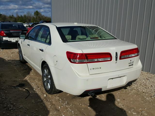 3LNDL2L30CR836286 - 2012 LINCOLN MKZ HYBRID WHITE photo 3