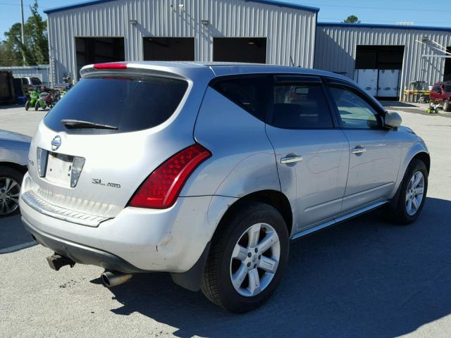 JN8AZ08W67W640258 - 2007 NISSAN MURANO SL SILVER photo 4