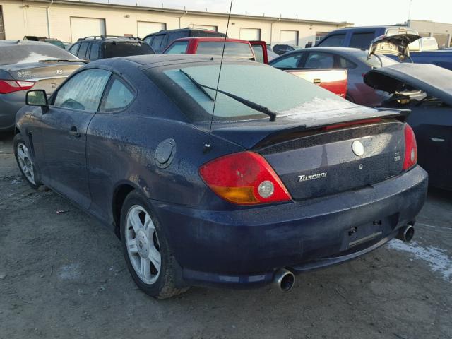 KMHHM65D53U042520 - 2003 HYUNDAI TIBURON BLUE photo 3