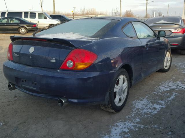 KMHHM65D53U042520 - 2003 HYUNDAI TIBURON BLUE photo 4