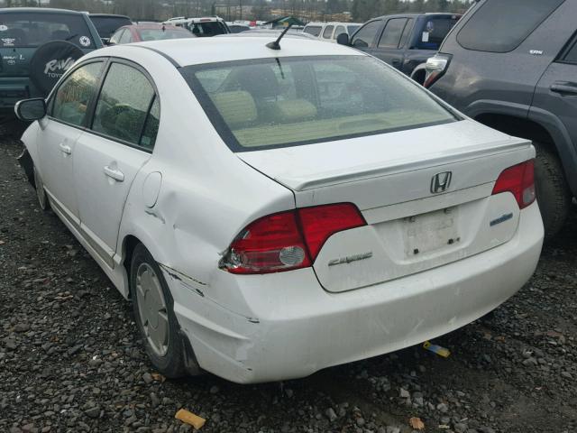 JHMFA36248S023023 - 2008 HONDA CIVIC HYBR WHITE photo 3