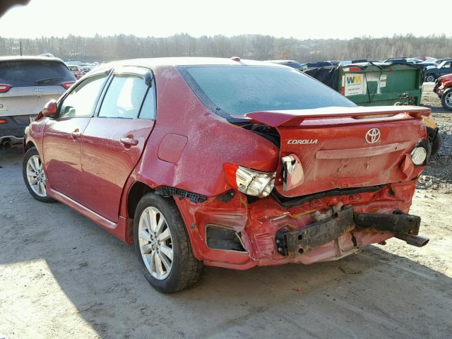 2T1BU40E89C102780 - 2009 TOYOTA COROLLA BA RED photo 3