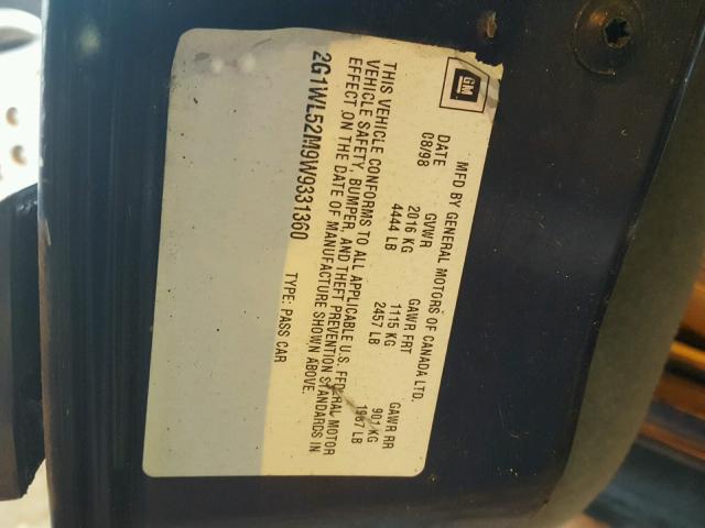 2G1WL52M9W9331360 - 1998 CHEVROLET LUMINA BAS ლურჯი ფოტო 10