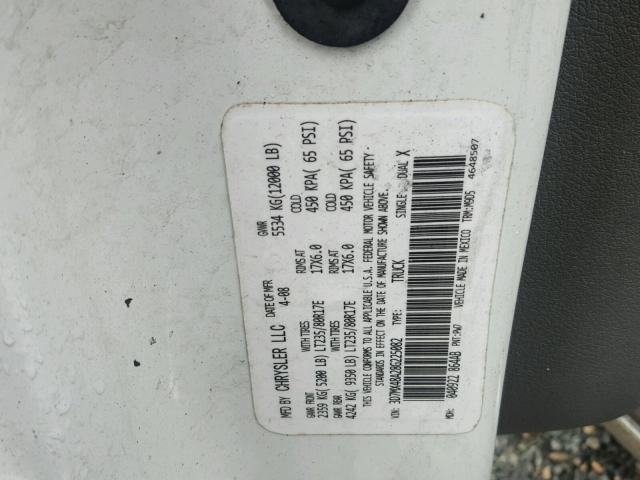 3D7MX48A28G225082 - 2008 DODGE RAM 3500 S WHITE photo 10