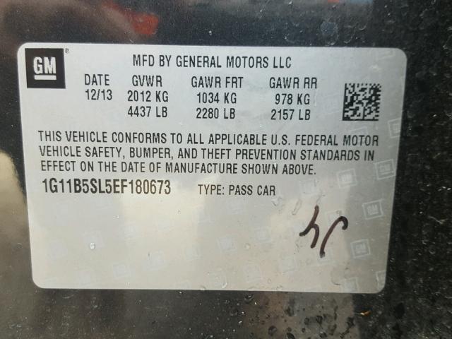 1G11B5SL5EF180673 - 2014 CHEVROLET MALIBU LS 石墨色 照片 10