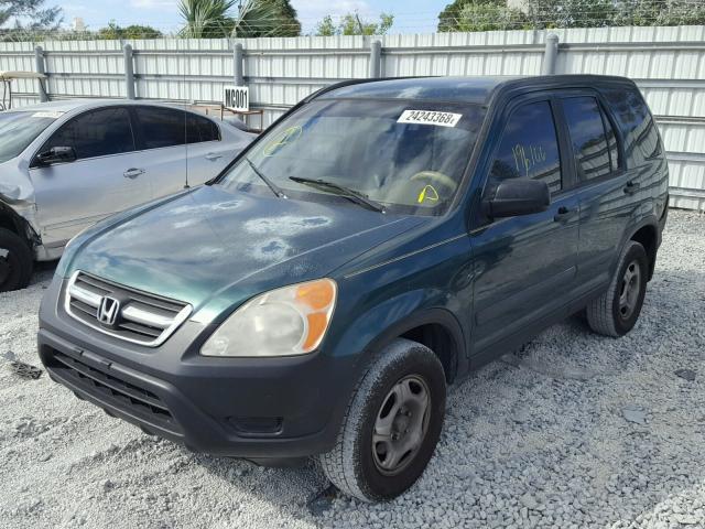 JHLRD68492C005532 - 2002 HONDA CR-V LX GREEN photo 2