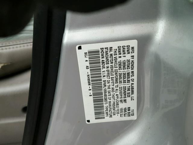 5FNRL18964B038573 - 2004 HONDA ODYSSEY EX GRAY photo 10