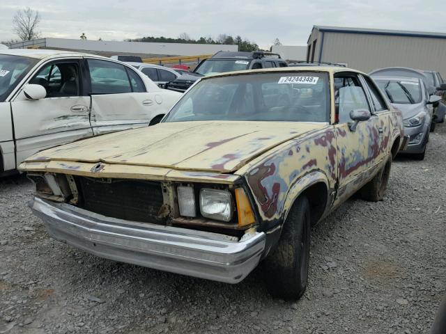 1W27KAD410741 - 1980 CHEVROLET MALIBU YELLOW photo 2