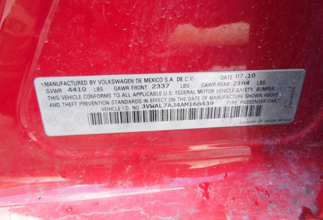 3VWAL7AJ4AM168439 - 2010 VOLKSWAGEN JETTA TDI RED photo 8