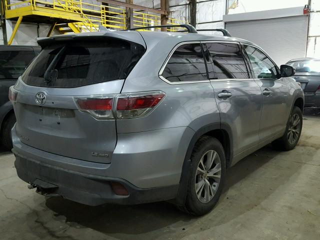 5TDBKRFH1FS197643 - 2015 TOYOTA HIGHLANDER SILVER photo 4