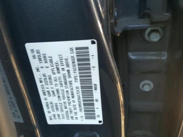 1HGCM56836A172135 - 2006 HONDA ACCORD EX GRAY photo 10