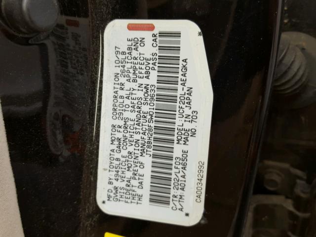 JT8BH28F5W0109633 - 1998 LEXUS LS 400 BLACK photo 10