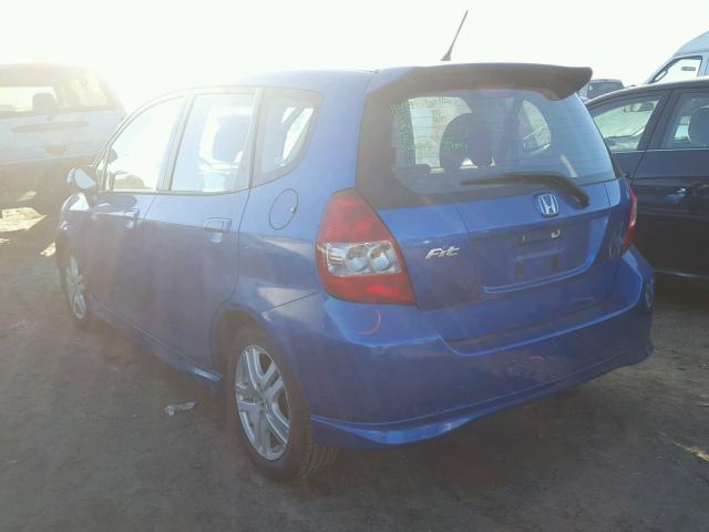 JHMGD37678S062461 - 2008 HONDA FIT SPORT BLUE photo 3