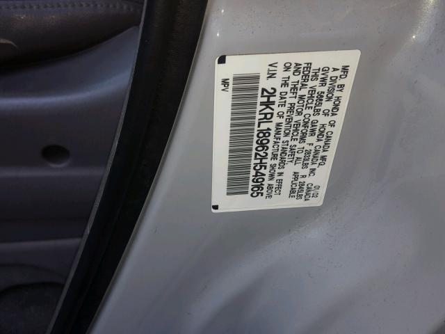 2HKRL18962H549165 - 2002 HONDA ODYSSEY EX SILVER photo 10