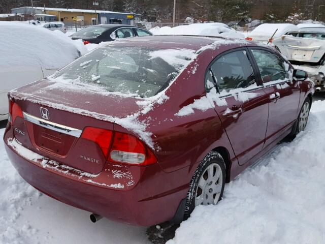 2HGFA16569H502361 - 2009 HONDA CIVIC LX RED photo 4