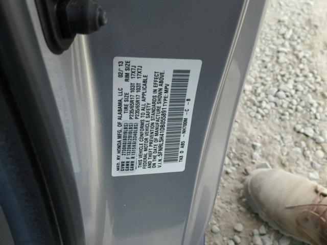 5FNRL5H41DB055891 - 2013 HONDA ODYSSEY EX SILVER photo 10