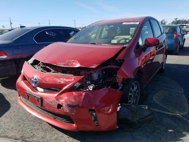 JTDZN3EU5D3264695 - 2013 TOYOTA PRIUS V RED photo 2