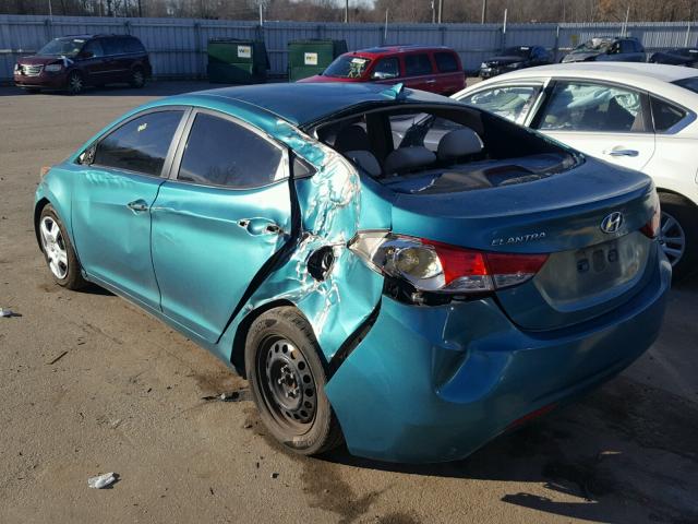 5NPDH4AE0DH223434 - 2013 HYUNDAI ELANTRA GL GREEN photo 3