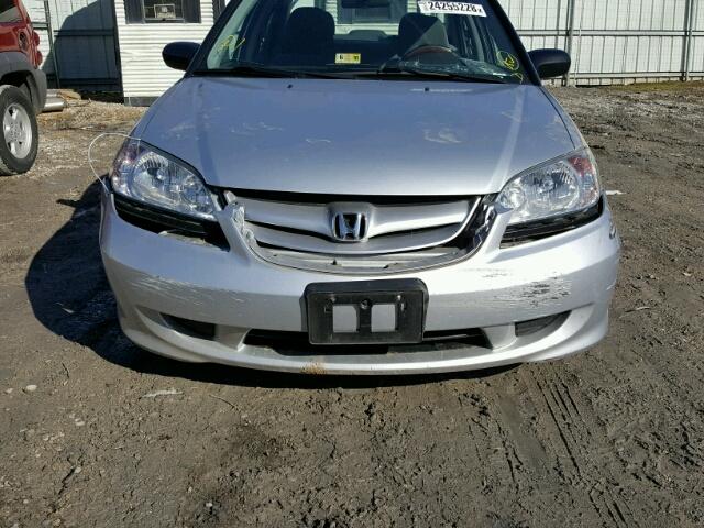 2HGES16545H520831 - 2005 HONDA CIVIC LX SILVER photo 9