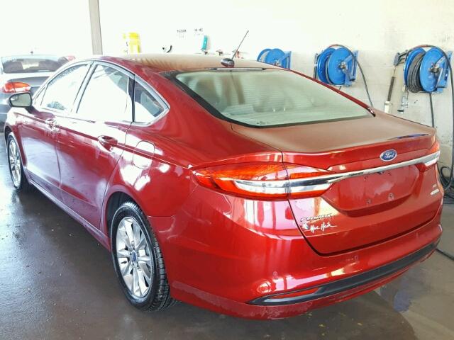 3FA6P0HD5HR273739 - 2017 FORD FUSION SE RED photo 3