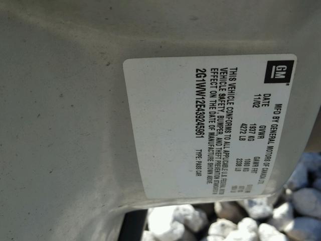 2G1WW12E439245961 - 2003 CHEVROLET MONTE CARL 白色 照片 10