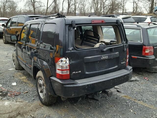 1J8GN28KX8W218191 - 2008 JEEP LIBERTY SP BLACK photo 3