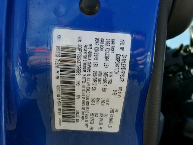 3C8FY78GX3T528583 - 2003 CHRYSLER PT CRUISER BLUE photo 10