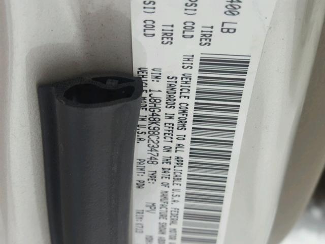 1J8HG48K98C234748 - 2008 JEEP COMMANDER ნაცრისფერი ფოტო 10