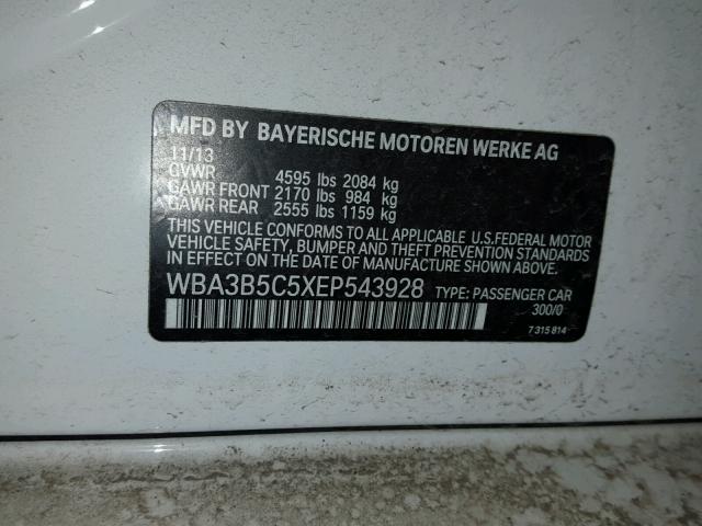 WBA3B5C5XEP543928 - 2014 BMW 328 XI SUL WHITE photo 10