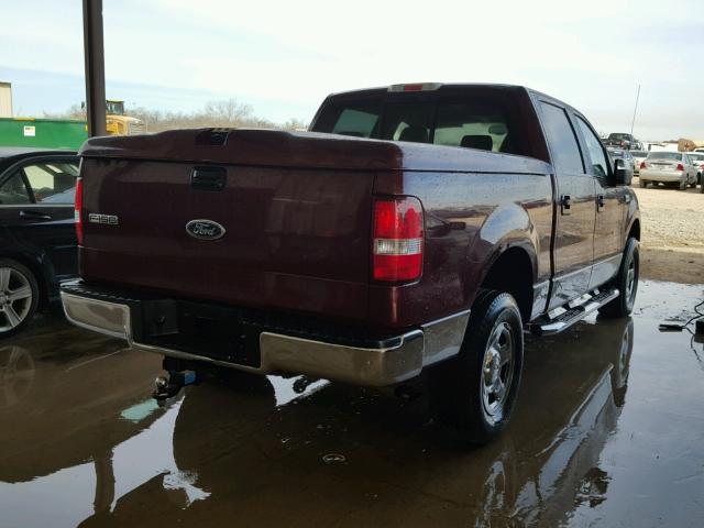 1FTPW14505FB00886 - 2005 FORD F150 SUPER MAROON photo 4