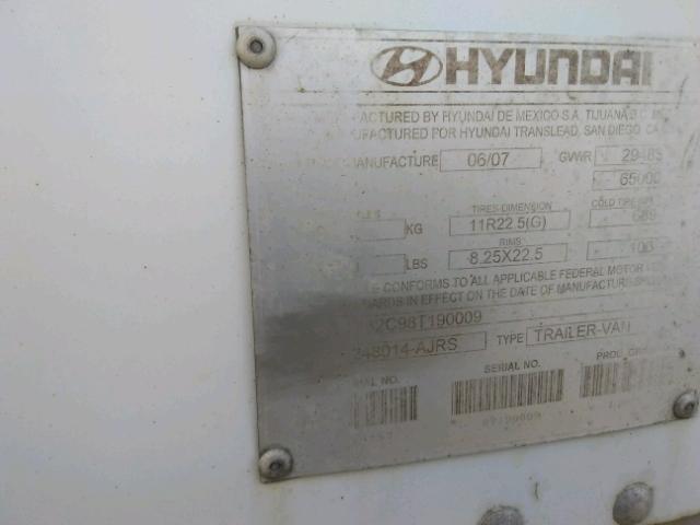 3H3V482C98T190009 - 2008 HYUNDAI TRAILER WHITE photo 10