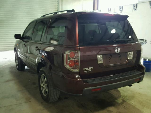 5FNYF28588B005361 - 2008 HONDA PILOT EXL BURGUNDY photo 3