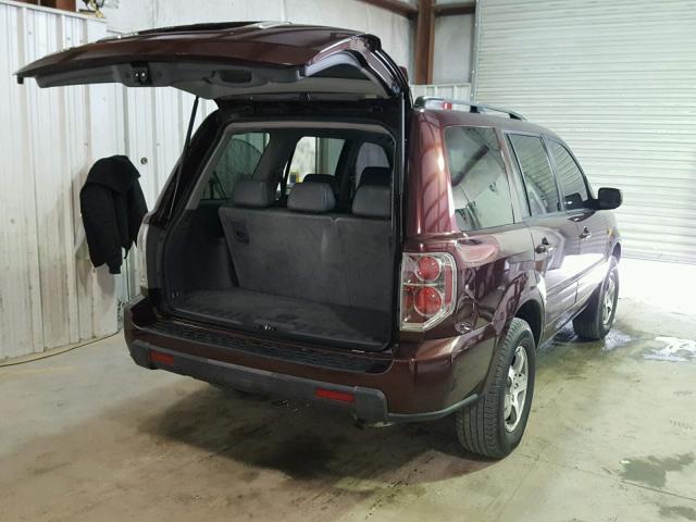 5FNYF28588B005361 - 2008 HONDA PILOT EXL BURGUNDY photo 4