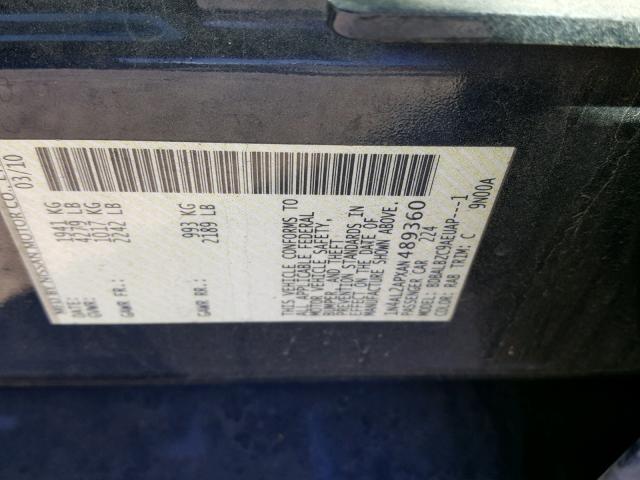 1N4AL2APXAN489360 - 2010 NISSAN ALTIMA BAS BLUE photo 10