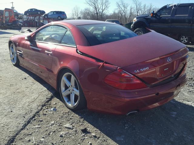 WDBSK75F45F094184 - 2005 MERCEDES-BENZ SL 500 MAROON photo 3