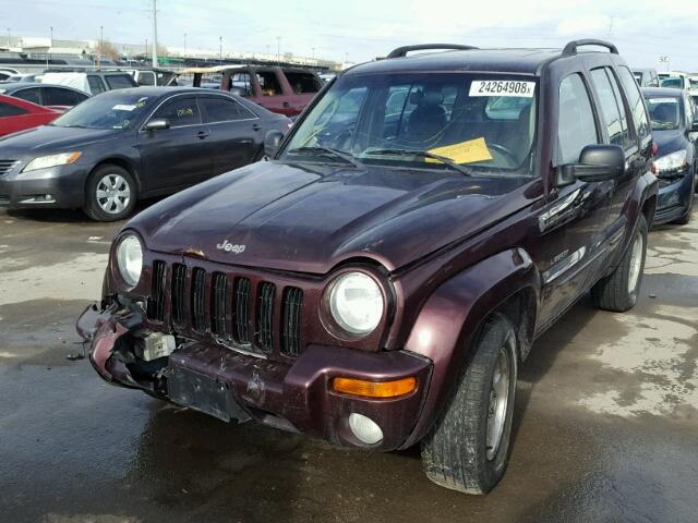 1J4GL58K74W281459 - 2004 JEEP LIBERTY LI MAROON photo 2