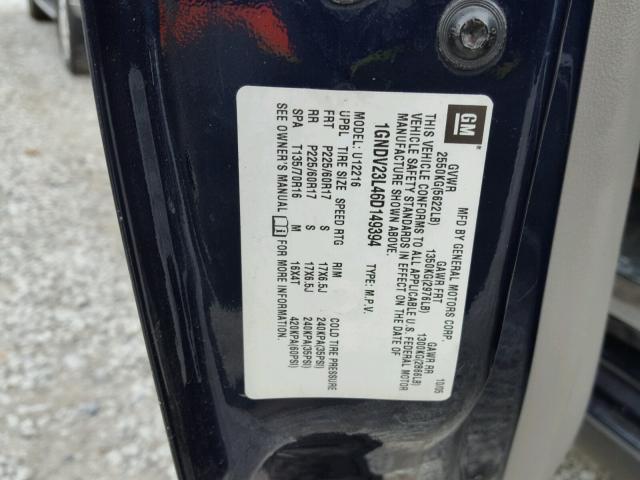 1GNDV23L46D149394 - 2006 CHEVROLET UPLANDER L 蓝色 照片 10