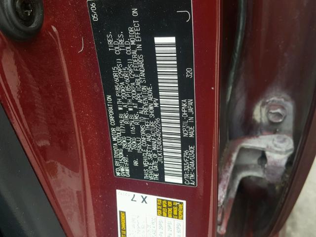 JTLKT324064092296 - 2006 TOYOTA SCION XB RED photo 10