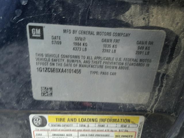 1G1ZC5E0XA4101456 - 2010 CHEVROLET MALIBU 1LT 蓝色 照片 10