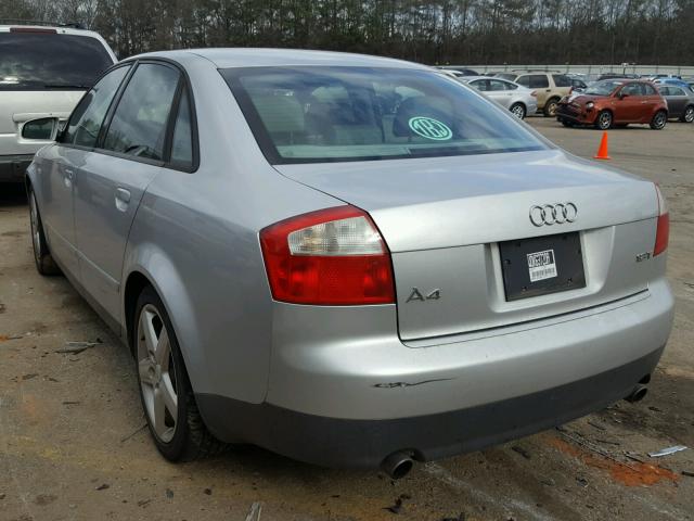 WAUJC68E72A213150 - 2002 AUDI A4 1.8T SILVER photo 3