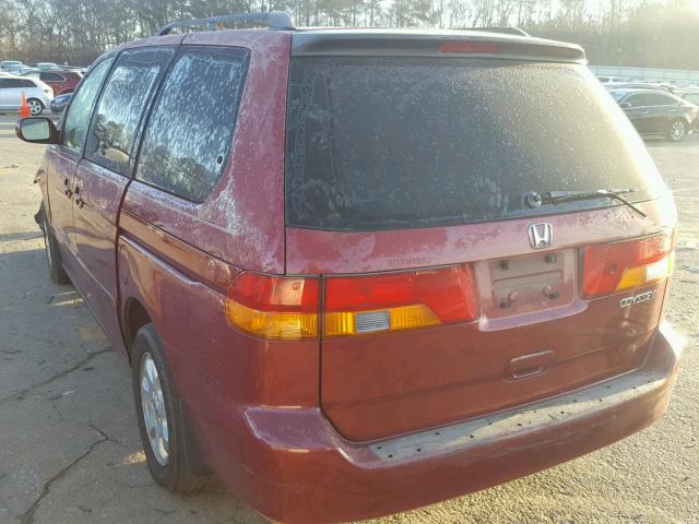 5FNRL18922B051835 - 2002 HONDA ODYSSEY EX RED photo 3