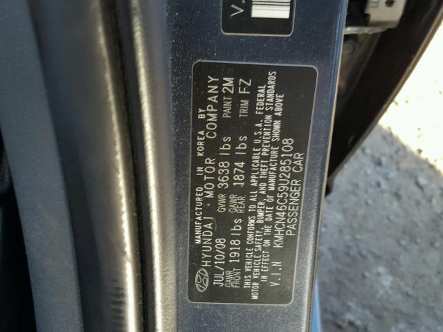 KMHCN46C59U285108 - 2009 HYUNDAI ACCENT GLS GRAY photo 10