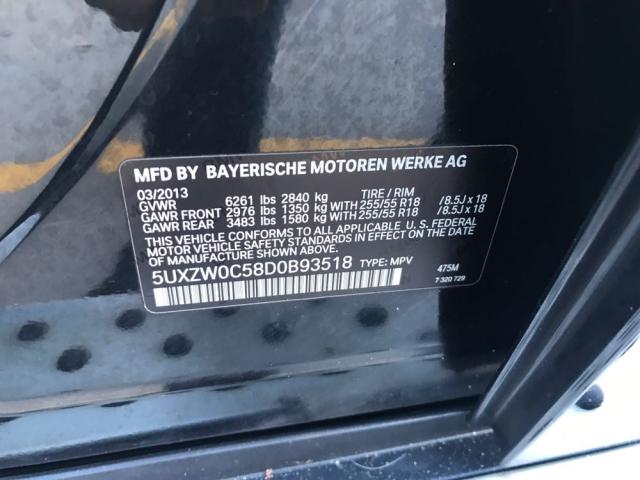 5UXZW0C58D0B93518 - 2013 BMW X5 XDRIVE3 BLACK photo 10